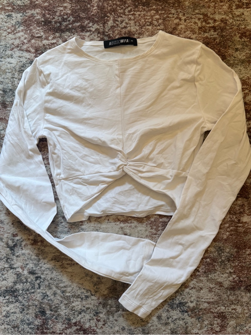 XS - White Fox Boutique X Sarah’s Day White Twist-Front Long Sleeve Crop Top